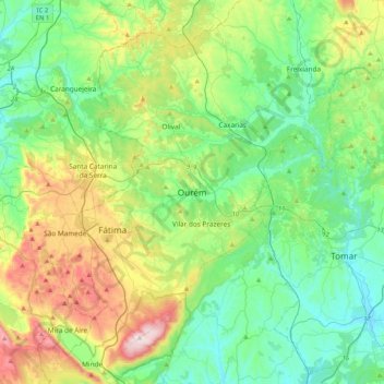 Ourém topographic map, elevation, terrain