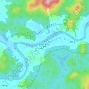 Boca Tapada topographic map, elevation, terrain