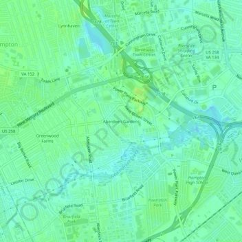 Aberdeen Gardens topographic map, elevation, terrain