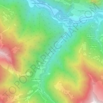 Les Testus topographic map, elevation, terrain