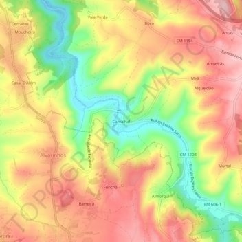 Carvalhal topographic map, elevation, terrain