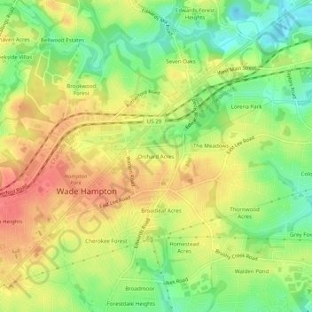 Orchard Acres topographic map, elevation, terrain