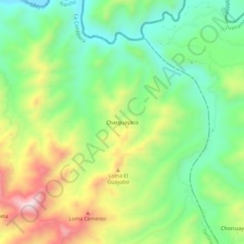 Charguayaco topographic map, elevation, terrain