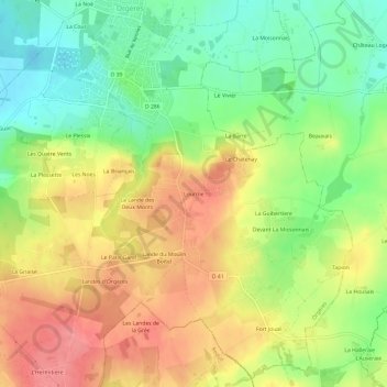 Lourme topographic map, elevation, terrain