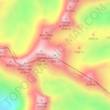 H2 topographic map, elevation, terrain