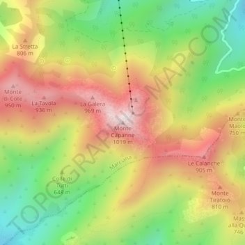 Monte Capanne topographic map, elevation, terrain