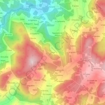 Trente topographic map, elevation, terrain