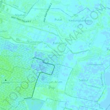 Gempolsari topographic map, elevation, terrain