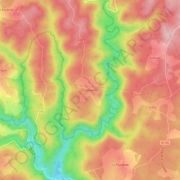 Genestine topographic map, elevation, terrain