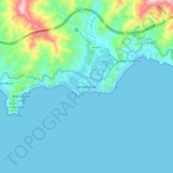 Almuñécar topographic map, elevation, terrain