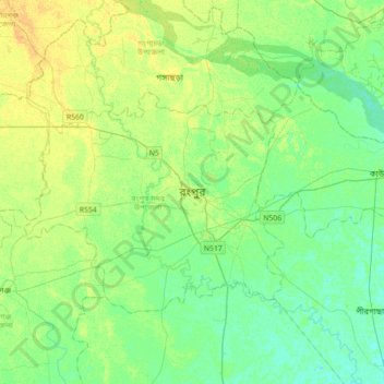 Rangpur topographic map, elevation, terrain