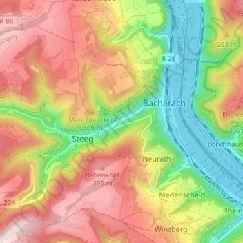 Nauheim topographic map, elevation, terrain