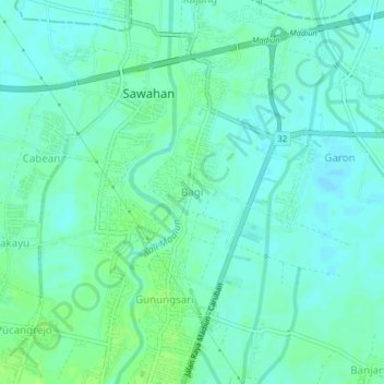 Bagi topographic map, elevation, terrain