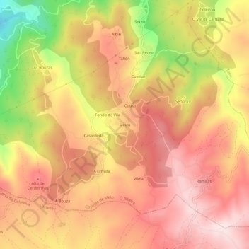 Meizo topographic map, elevation, terrain