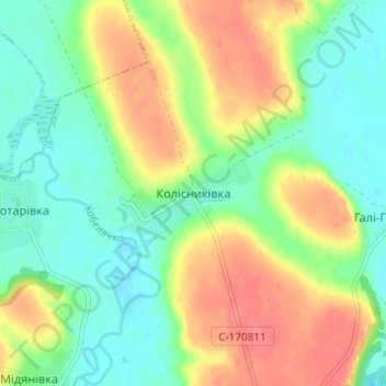 Kolisnykivka topographic map, elevation, terrain