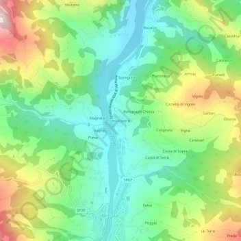 Roncovero topographic map, elevation, terrain