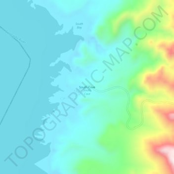 South Cove topographic map, elevation, terrain