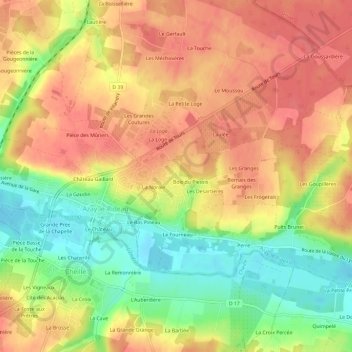 Les Dandillons topographic map, elevation, terrain