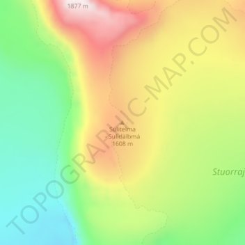 Sulitelma topographic map, elevation, terrain