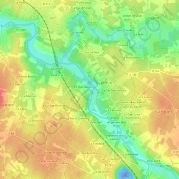 Les Côteaux topographic map, elevation, terrain