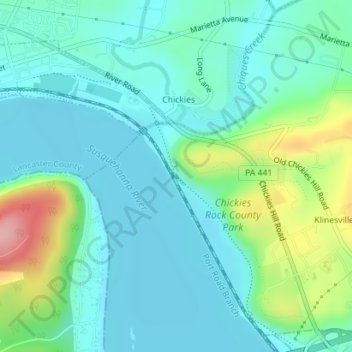 Chickies Rock topographic map, elevation, terrain