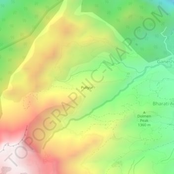 Puliyur topographic map, elevation, terrain