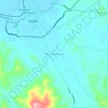 Villa Hermosa topographic map, elevation, terrain