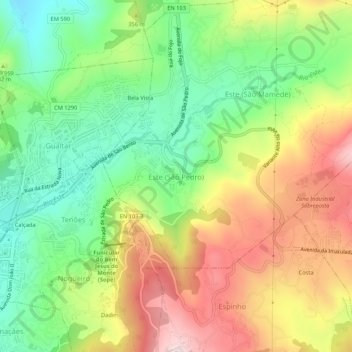 Este (São Pedro) topographic map, elevation, terrain