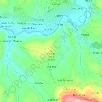 Vale da Ursa topographic map, elevation, terrain