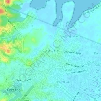 Gunung Elai topographic map, elevation, terrain