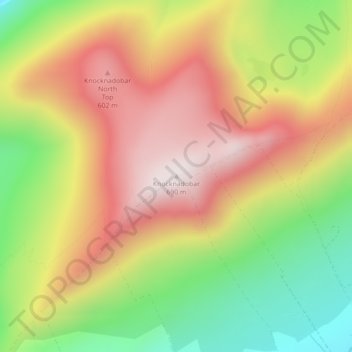 Knocknadobar topographic map, elevation, terrain