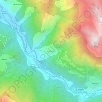 Les Herbez topographic map, elevation, terrain