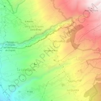 Cercado el Pino topographic map, elevation, terrain