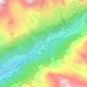 Casere topographic map, elevation, terrain