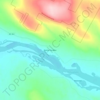Nedre Parakka topographic map, elevation, terrain