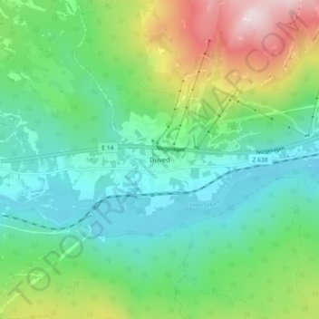 Duved topographic map, elevation, terrain