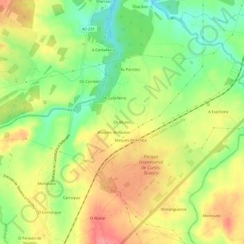 Os Muros topographic map, elevation, terrain