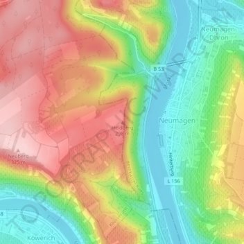 Heldberg topographic map, elevation, terrain