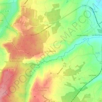 Les Taureaux topographic map, elevation, terrain