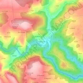 Santa Euxea topographic map, elevation, terrain