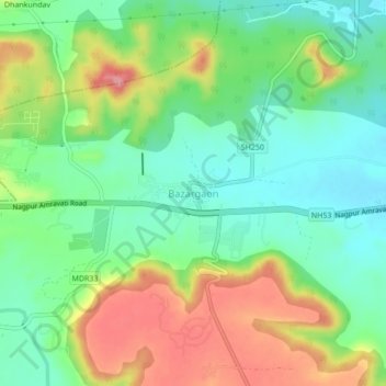 Bazargaon topographic map, elevation, terrain