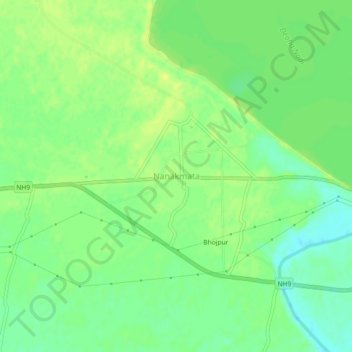 Nanakmata topographic map, elevation, terrain