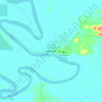 Marudi topographic map, elevation, terrain