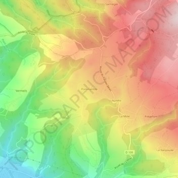 Pommarède topographic map, elevation, terrain