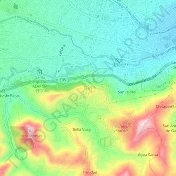 Turi topographic map, elevation, terrain
