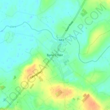 Claregalway topographic map, elevation, terrain