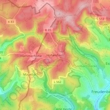 Hohenhain topographic map, elevation, terrain