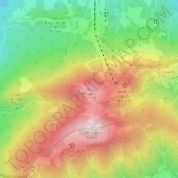 Alpspitz topographic map, elevation, terrain