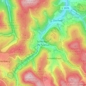 Schmitten topographic map, elevation, terrain