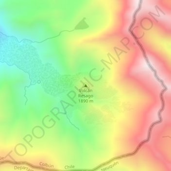 Volcán Resago topographic map, elevation, terrain